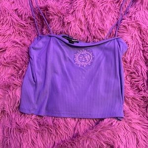 Extra small blue small tank top with moon graphic